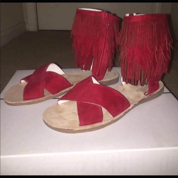 Jeffery Campbell Nerida Fringe Sandals - RED - Picture 2 of 8